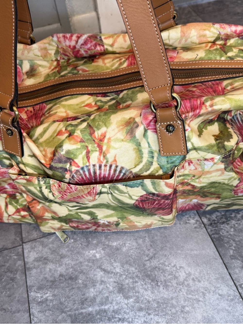 Patricia Nash Floral Canvas Tote with Tan Trim